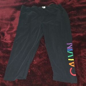 Calvin Klein Rainbow Plus Size XXL Black Leggings with Colorful Logo